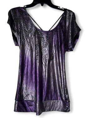 Metallic Purple Scoop Neck Women’s Top